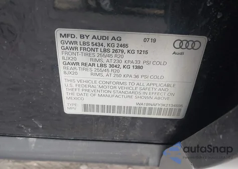 2019 Audi Q5 45 Premium from USA, damaged, VIN WA1BNAFY3K2134595